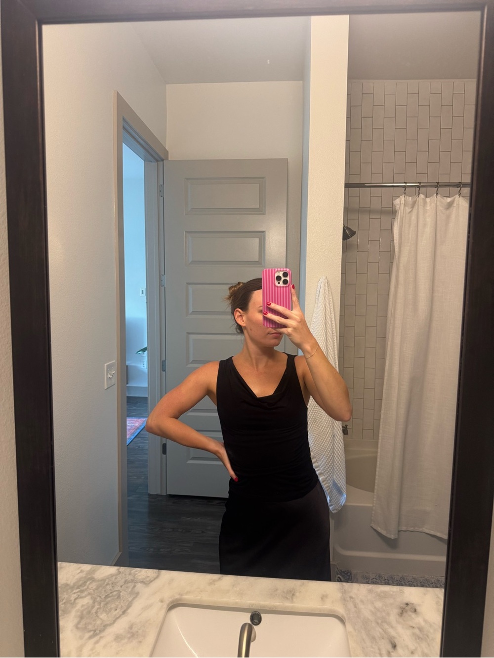 Reformation Black Top with Cowl Neck